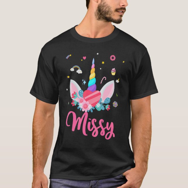 Missy Of The Birthday Girl Unicorn Theme Magic Uni T-Shirt (Front)