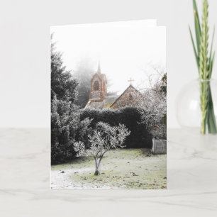 Mist and frost on a winter morning holiday card