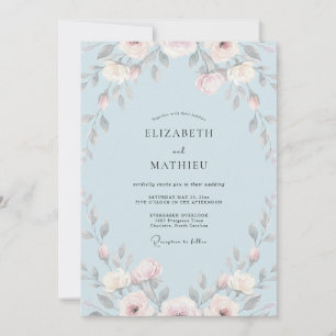 Mist Blue Painted Wedding Invitation