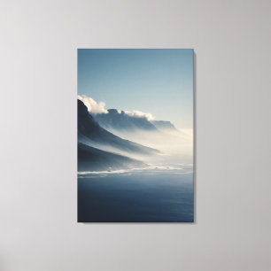 Mist-Covered Coastal Mountains Sunrise Glow Canvas Print