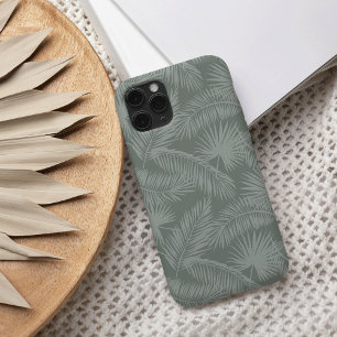 Mist Green Tropical Botanical Palm Leaves Pattern iPhone 13 Case