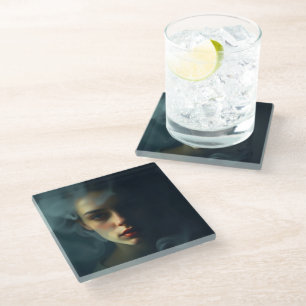 “Mist of Melinoë” – A Spectral Portrait Glass Coaster