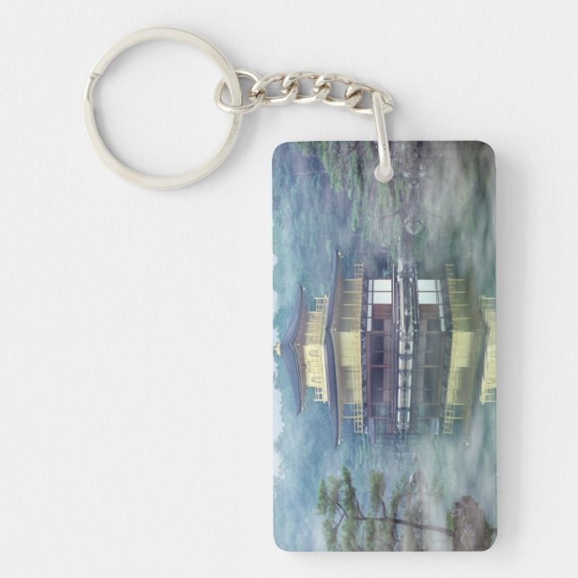 Mist on the Golden Pavilion at Kinkakuji Temple - Key Ring (Front)