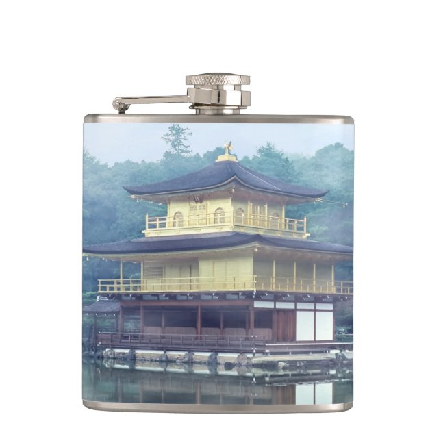 Mist on the Golden Pavilion - Kyoto, Japan, Asia Hip Flask (Front)