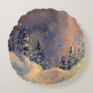 Mist on the Snow Peak 2009 Round Cushion