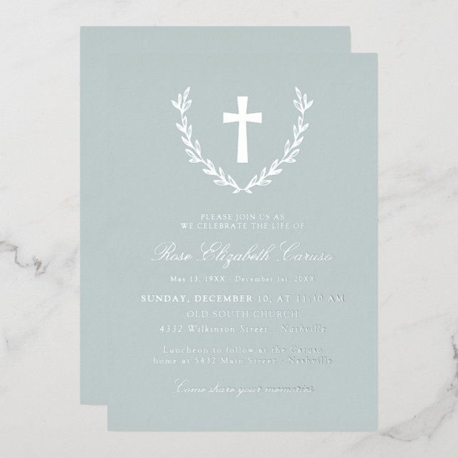 Mist Silver Wreath Cross Celebration of Life (Front/Back)