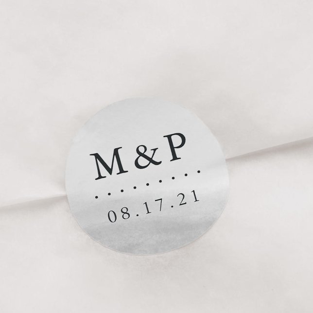 Mist Wedding Monogram Classic Round Sticker (Creator Uploaded)