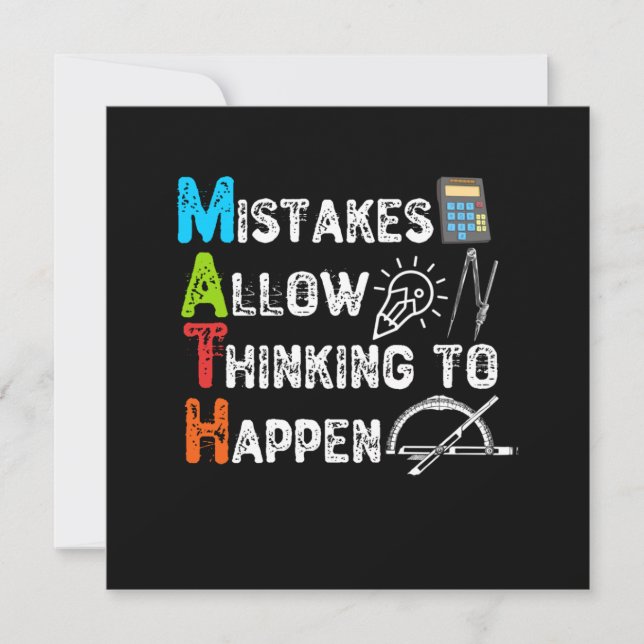 Mistakes Allow Thinking To Happen - Funny Math Invitation (Front)