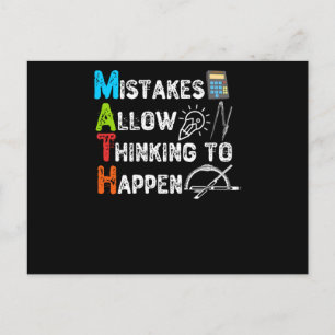 Mistakes Allow Thinking To Happen - Funny Math Postcard