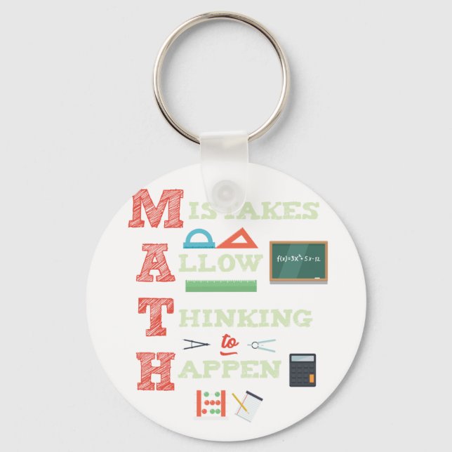 Mistakes Allow Thinking To Happen Math Teacher Key Ring (Front)