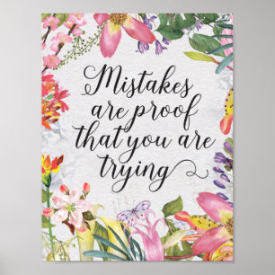 Mistakes are proof you are trying classroom gift poster