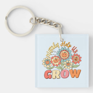 Mistakes Help Us Grow   Playful Floral Motivation Key Ring