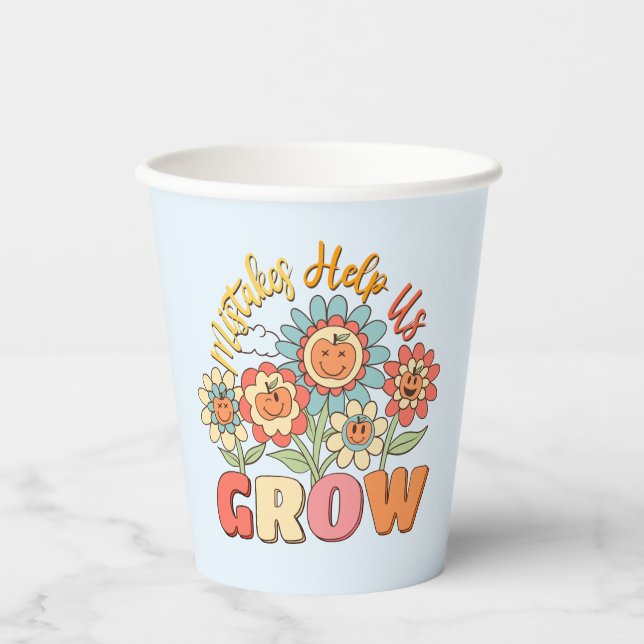 Mistakes Help Us Grow | Playful Floral Motivation Paper Cups (Front)