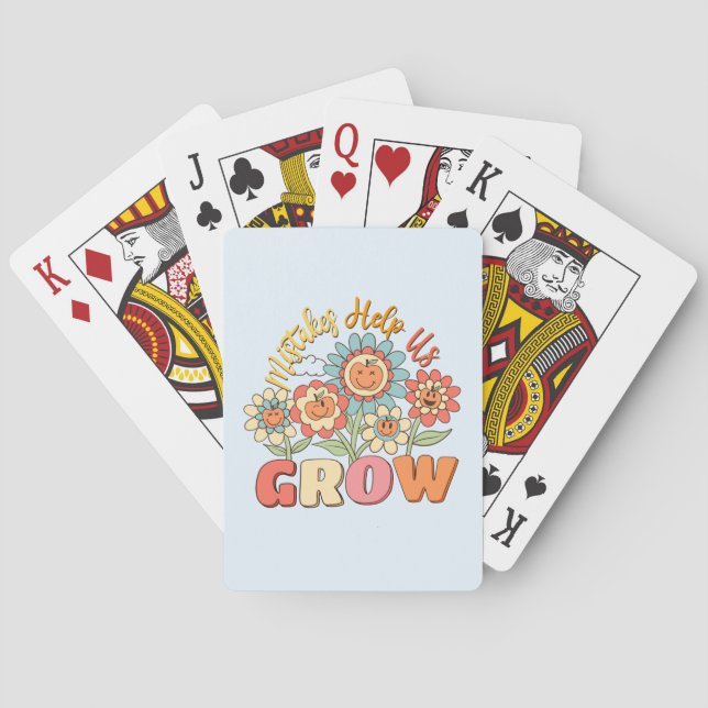 Mistakes Help Us Grow | Playful Floral Motivation Playing Cards (Back)