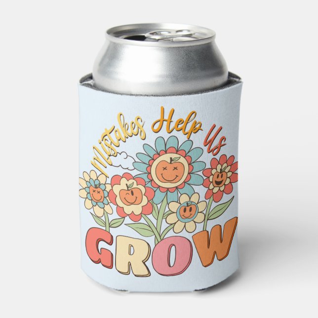 Mistakes Help Us Grow –Playful Floral Motivational Can Cooler (Can Front)