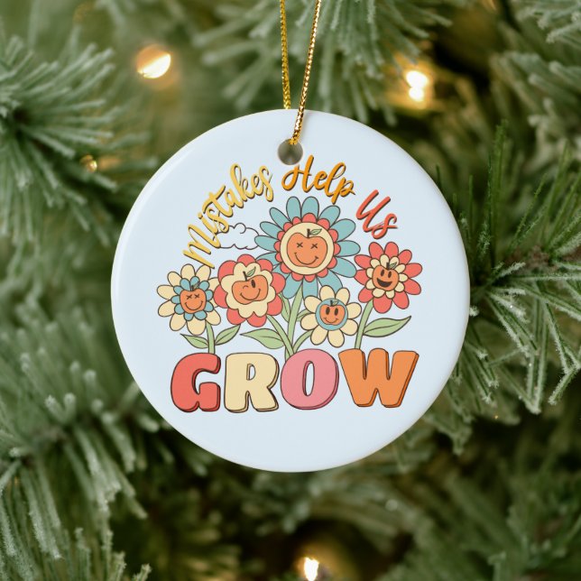 Mistakes Help Us Grow –Playful Floral Motivational Ceramic Tree Decoration (Tree)