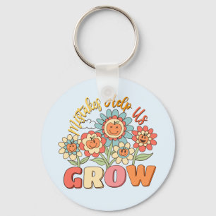 Mistakes Help Us Grow –Playful Floral Motivational Key Ring