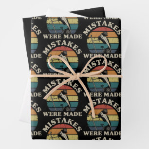 Mistakes Were Made Funny Golf Cart Club Motif Wrapping Paper Sheet