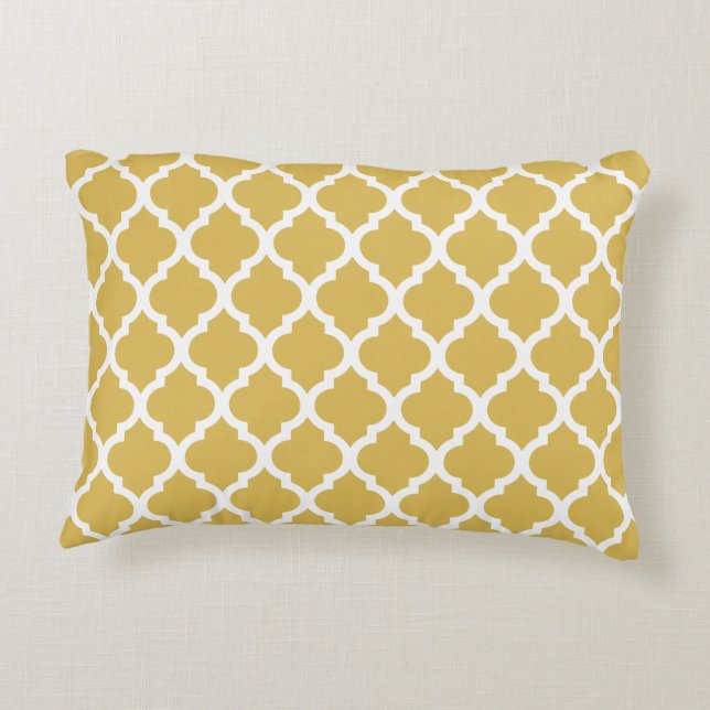 Misted Sunny Yellow Moroccan Tile Trellis Decorative Cushion (Back)