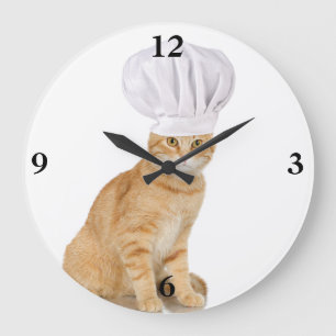 Mister Cat Chef To You Large Clock