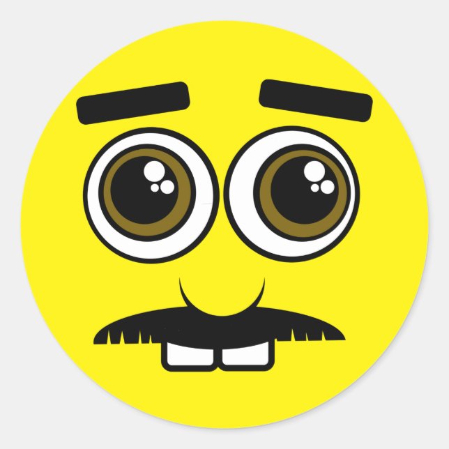 Mister Clueless Emoji Face Classic Round Sticker (Front)