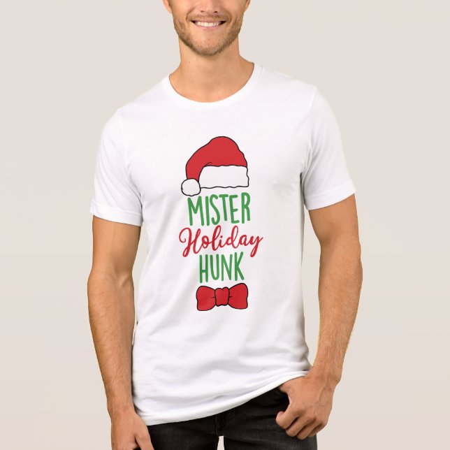 Mister Holiday Hunk Modern Christmas Holidays Tri-Blend Shirt (Front)