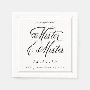 Mister & Mister Wedding Napkins in Black and White