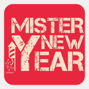 MISTER NEW YEAR SQUARE STICKER
