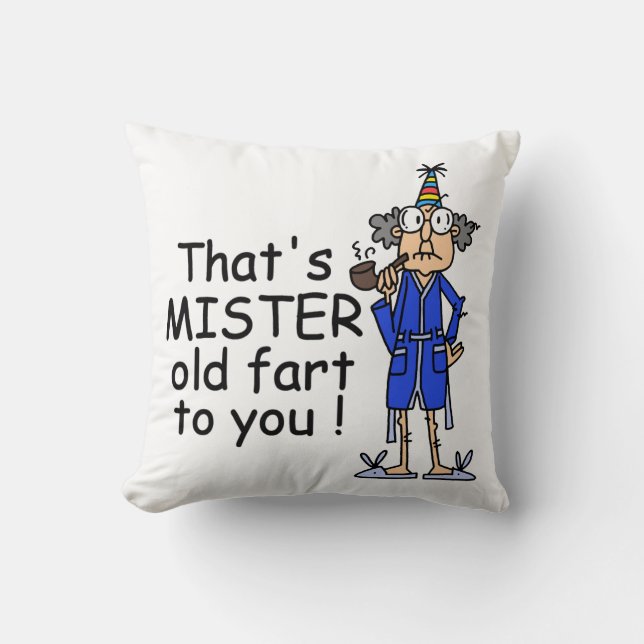 Mister Old Fart Birthday Humour Cushion (Front)
