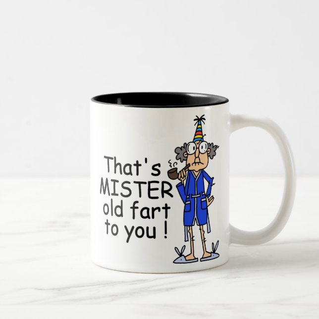 Mister Old Fart Birthday Humour Two-Tone Coffee Mug (Right)
