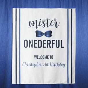 Mister Onederful Bow Tie 1st Birthday Tapestry
