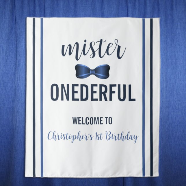 Mister Onederful Bow Tie 1st Birthday Tapestry (Creator Uploaded)