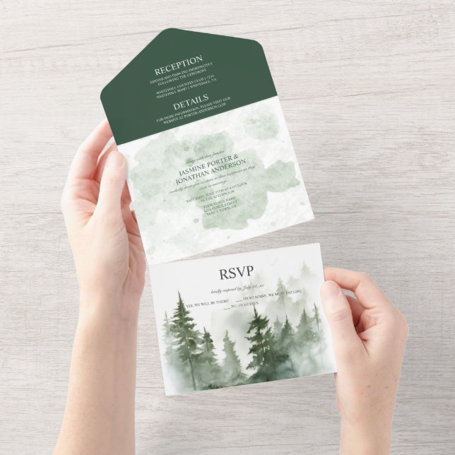 Mistic Forest Wedding All In One Invitation (Tearaway)