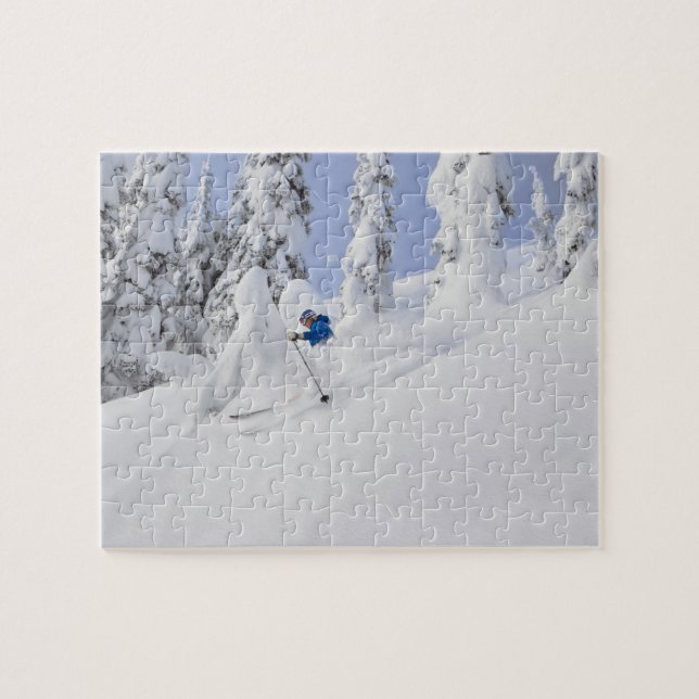 Mistie Fortin skis powder Jigsaw Puzzle (Horizontal)