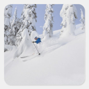 Mistie Fortin skis powder Square Sticker