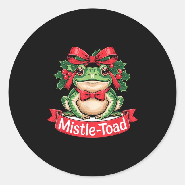 Mistle-toad Funny Christmas Toad Pun  Classic Round Sticker (Front)