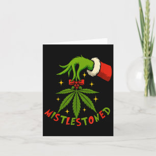 Mistlestoned Weed Leaf Funny Stoner Christmas  Card