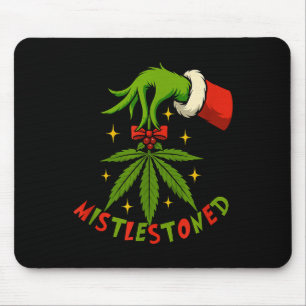 Mistlestoned Weed Leaf Funny Stoner Christmas  Mouse Mat
