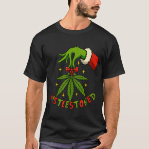 Mistlestoned Weed Leaf Funny Stoner Christmas  T-Shirt