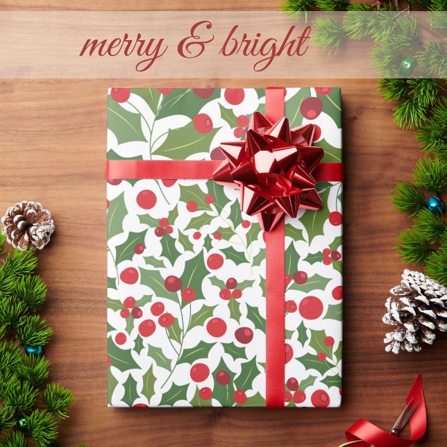 Mistletoe and Berries Christmas Wrapping Paper (Creator Uploaded)