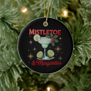 Mistletoe And Margaritas Christmas Holiday Party Ceramic Tree Decoration