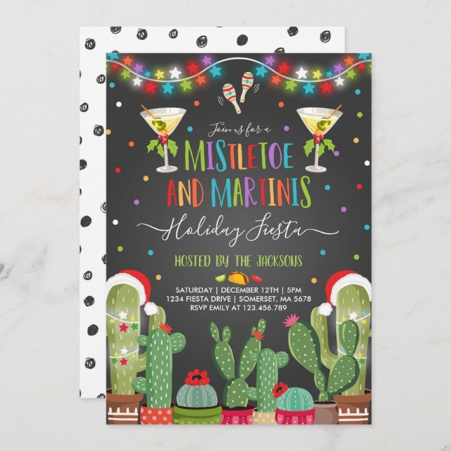 Mistletoe and Martinis Holiday Party Invitation (Front/Back)