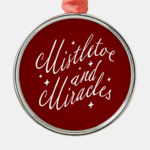 Mistletoe and Miracles Red & White Round Christmas Metal Tree Decoration