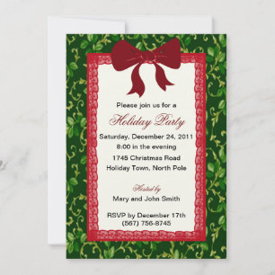 Mistletoe And Red Lace Party Invitations