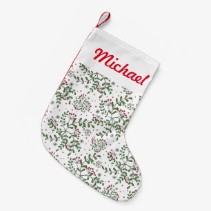Mistletoe And Snowflake Pattern Small Christmas Stocking