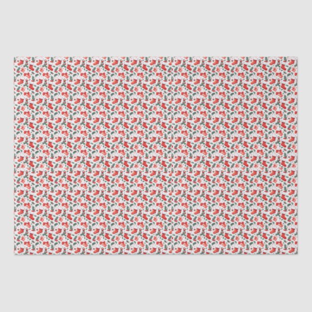 Mistletoe and Stockings Christmas Themed Tissue Paper (Front)