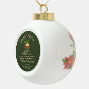 Mistletoe Bells Christmas Ceramic Ball Christmas Ornament