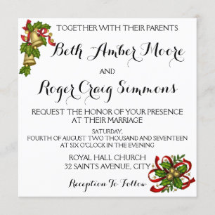 Mistletoe Bells Christmas Wedding Invitation