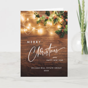 Mistletoe Branch Rustic Christmas Corporate Holiday Card