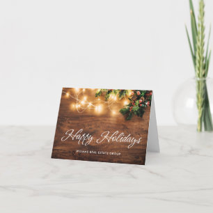 Mistletoe Branch Rustic Christmas Corporate Holiday Card